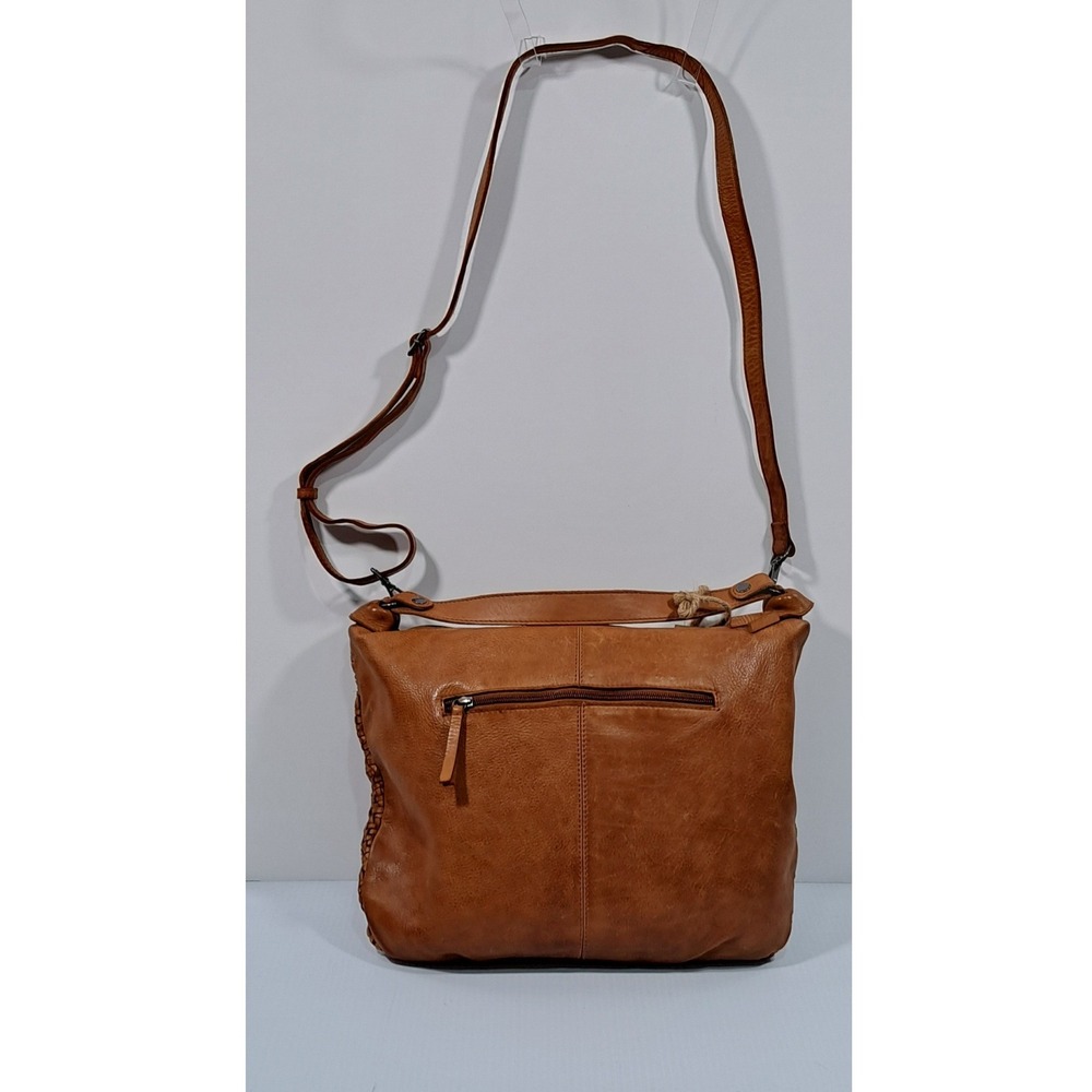 The Bagging Co Barcelona Woven Leather Crossbody Bag Tan Cuero 9THB2774 NEW - Picture 5 of 11